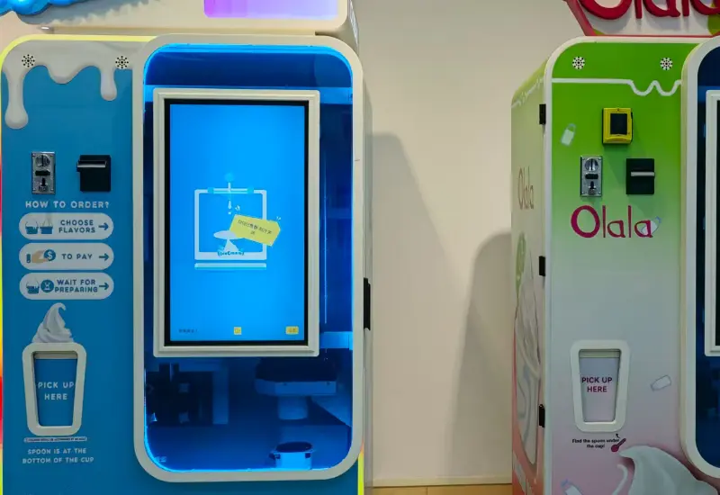 Sistema meccanico e intelligente interno del distributore di gelati