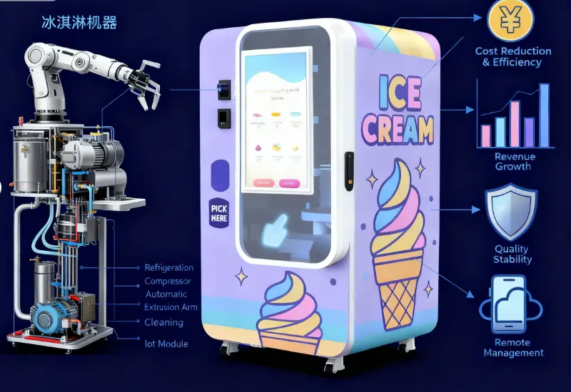 Le tecnologie chiave dietro le macchine per il gelato robot: refrigerazione, automazione e controllo remoto