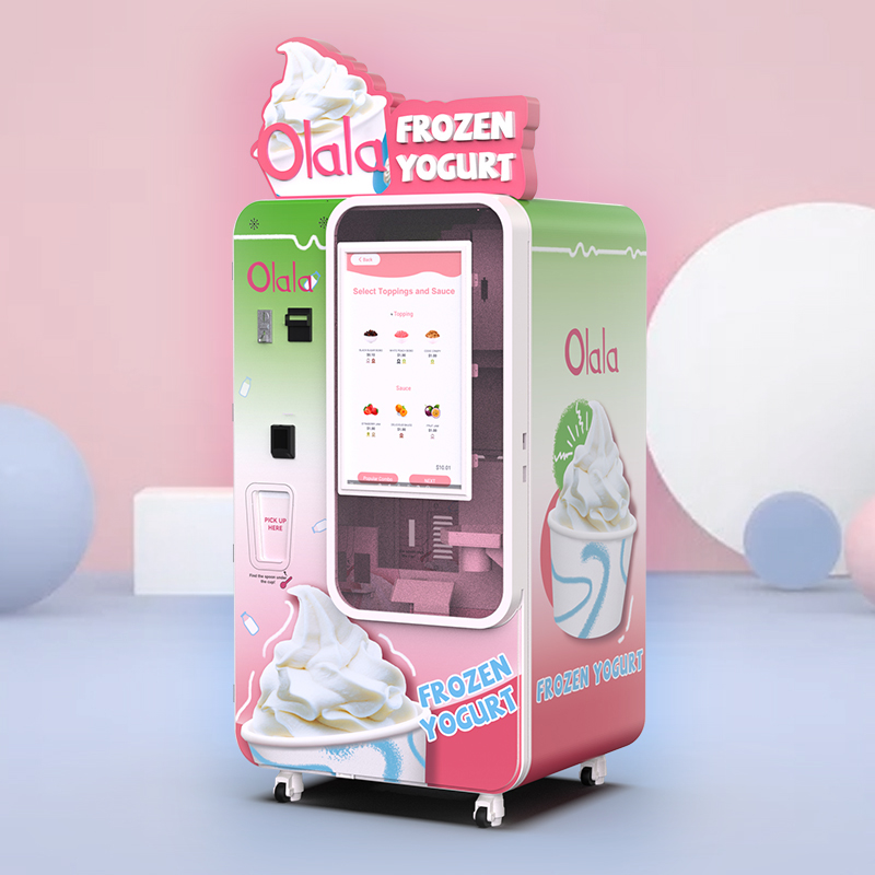 Macchina vending di gelato commerciale con 32'' Touchscreen e servizio automatico a 15 secondi| Smart Soft Serve Ice Cream Distributor automatico per centri commerciali e luoghi ad alto traffico