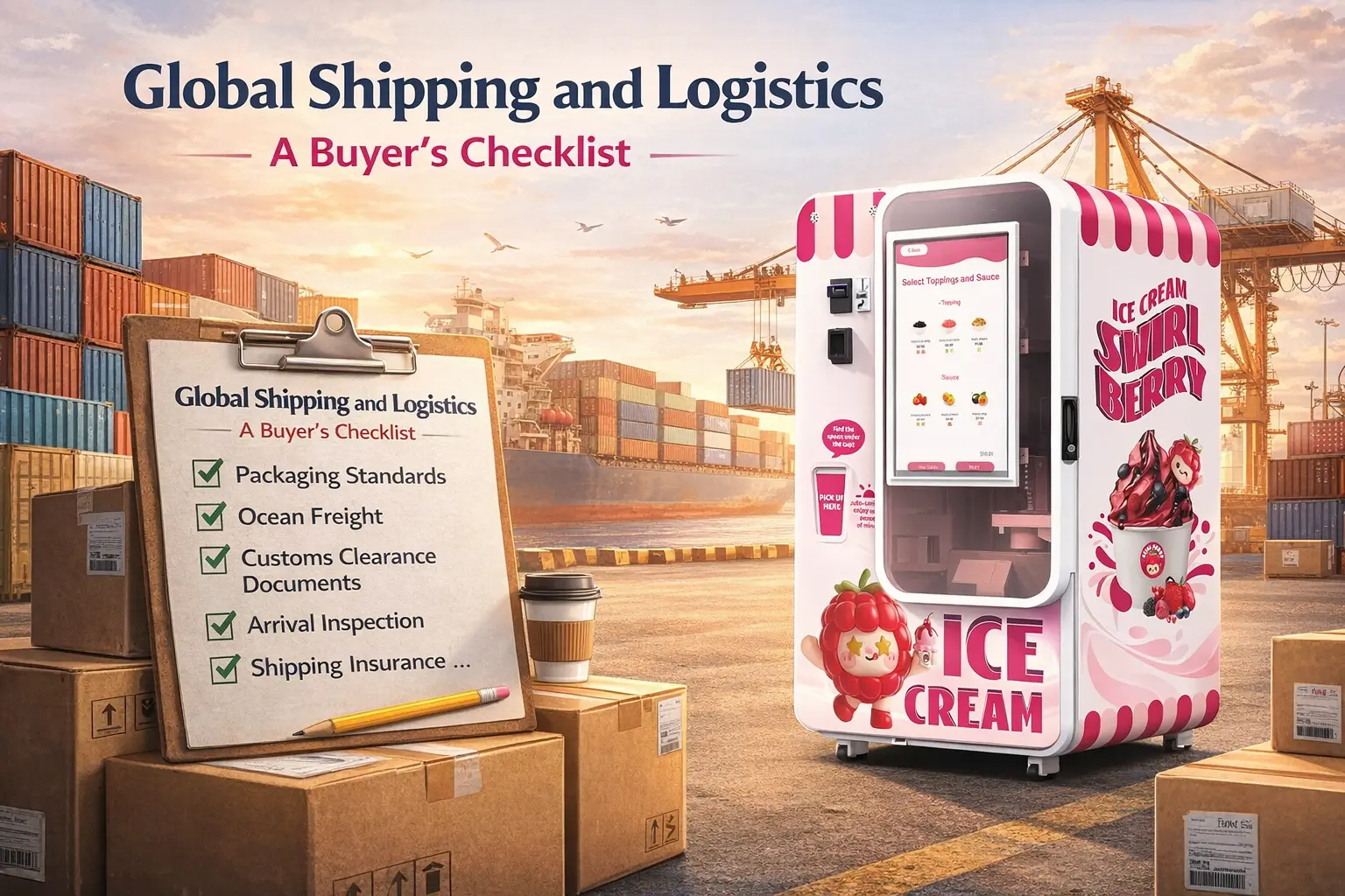 Spedizione globale e logistica per distributori automatici in vendita: una lista di controllo per l'acquirente