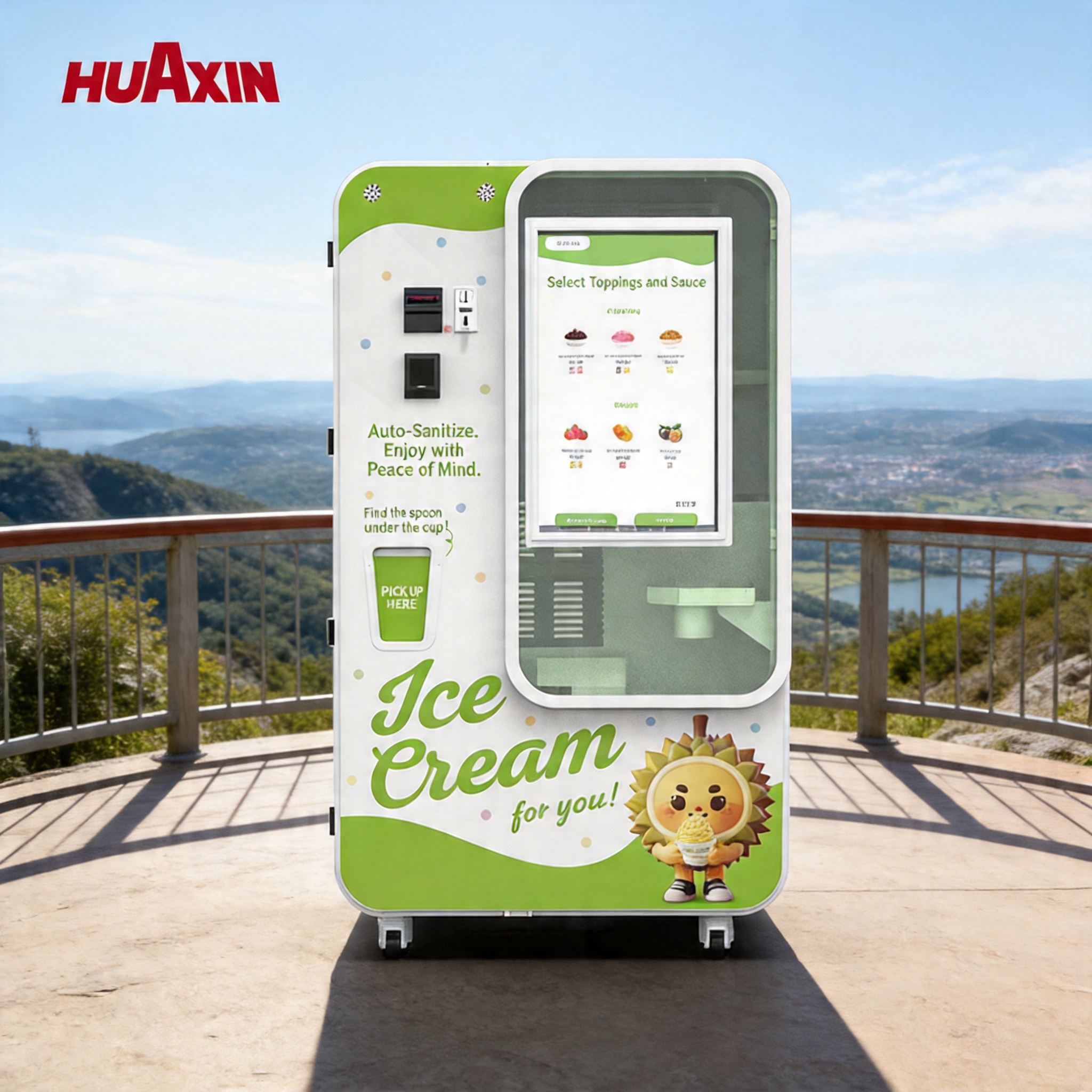 Trasforma 0,91 m2 in un centro di profitto 24 ore su 24: stazione robotica per il gelato HUAXIN B83 Max