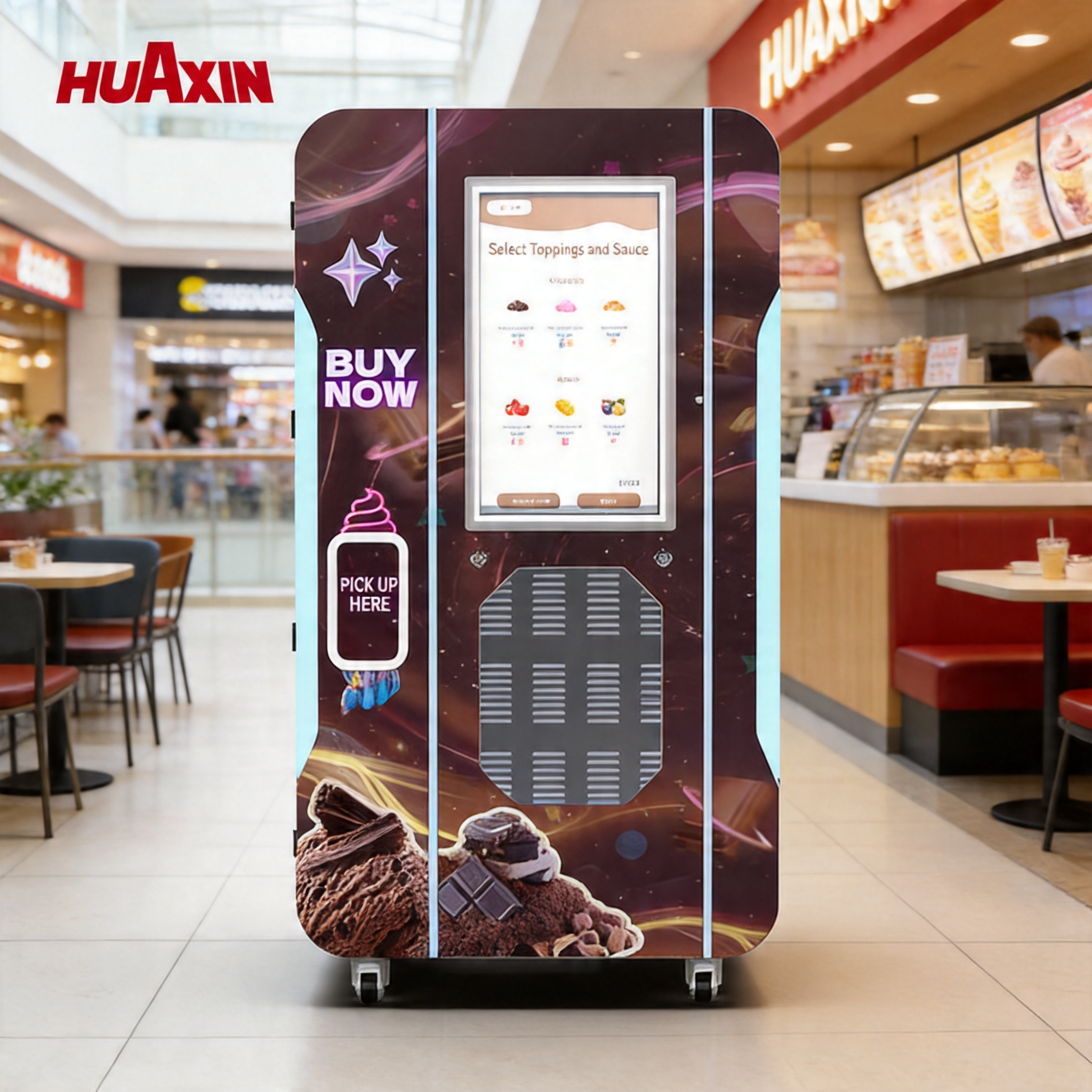 Touchless Robotica Soft Serve Gelato macchina| Kiosk automatizzato self-service per il traffico al dettaglio