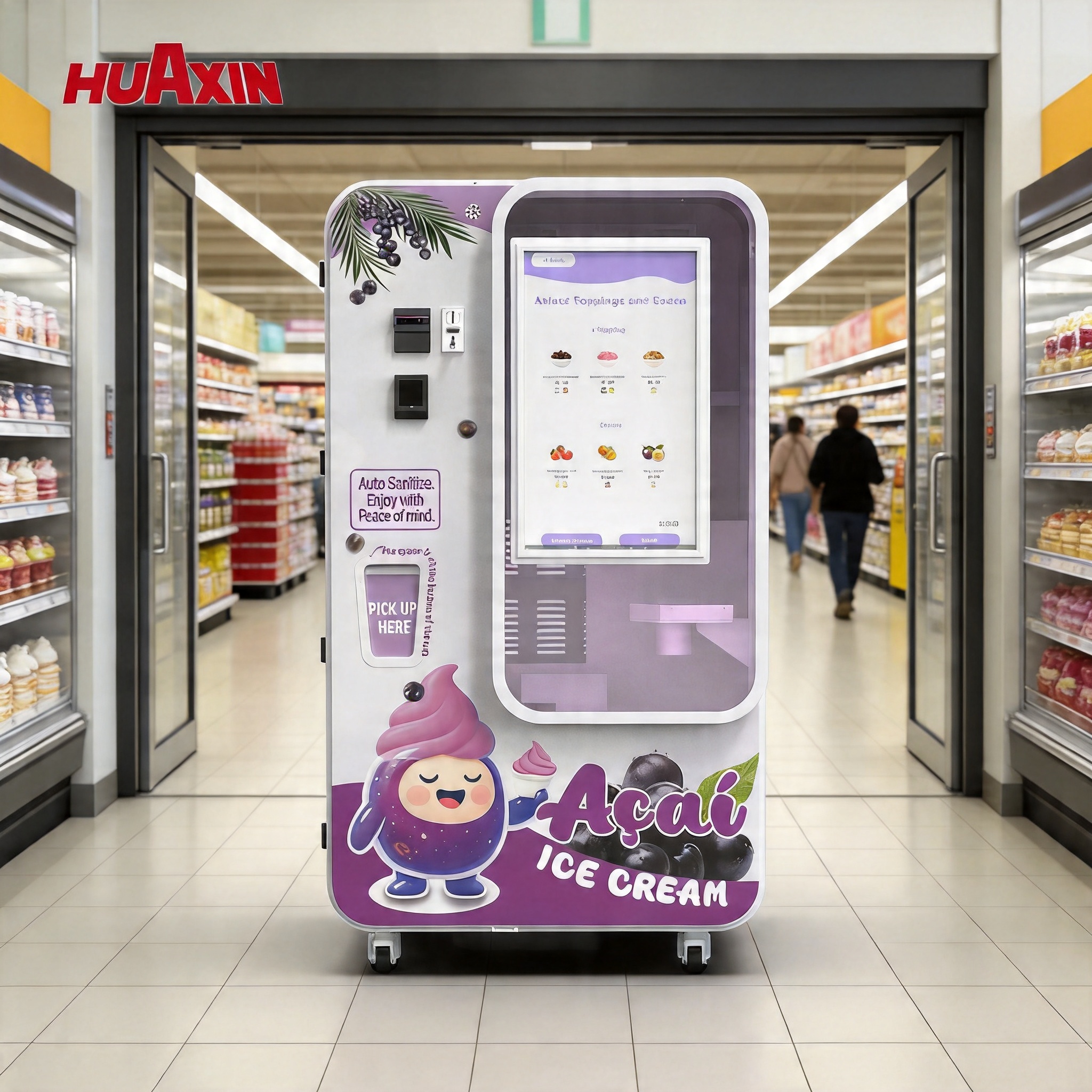 Autovenditore di gelato robotico con telecomando intelligente e funzionamento self-service 24 / 7