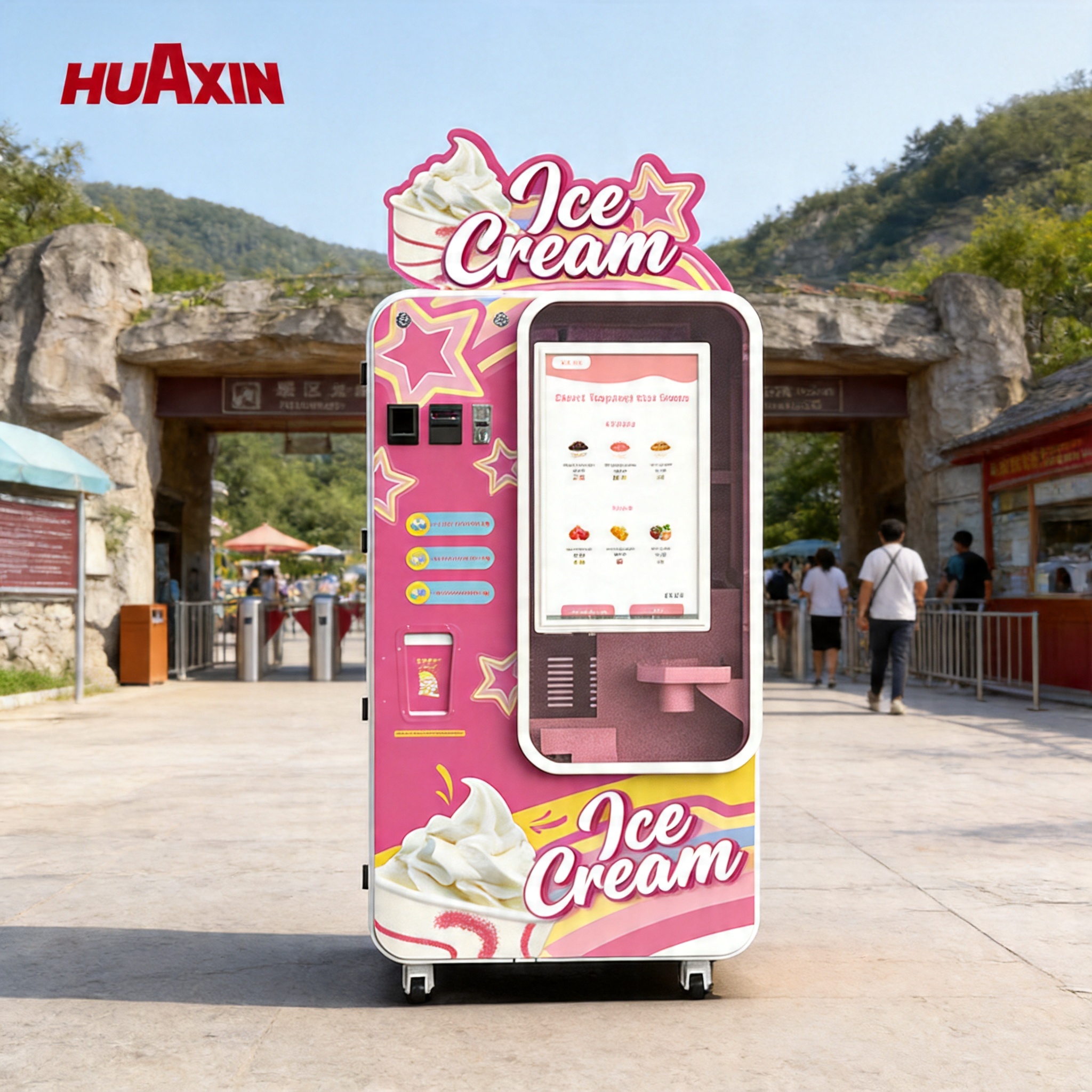 Commerciale Smart Soft Serve vending machine per gelato per centri commerciali, aeroporti e spazi al dettaglio ad alto traffico