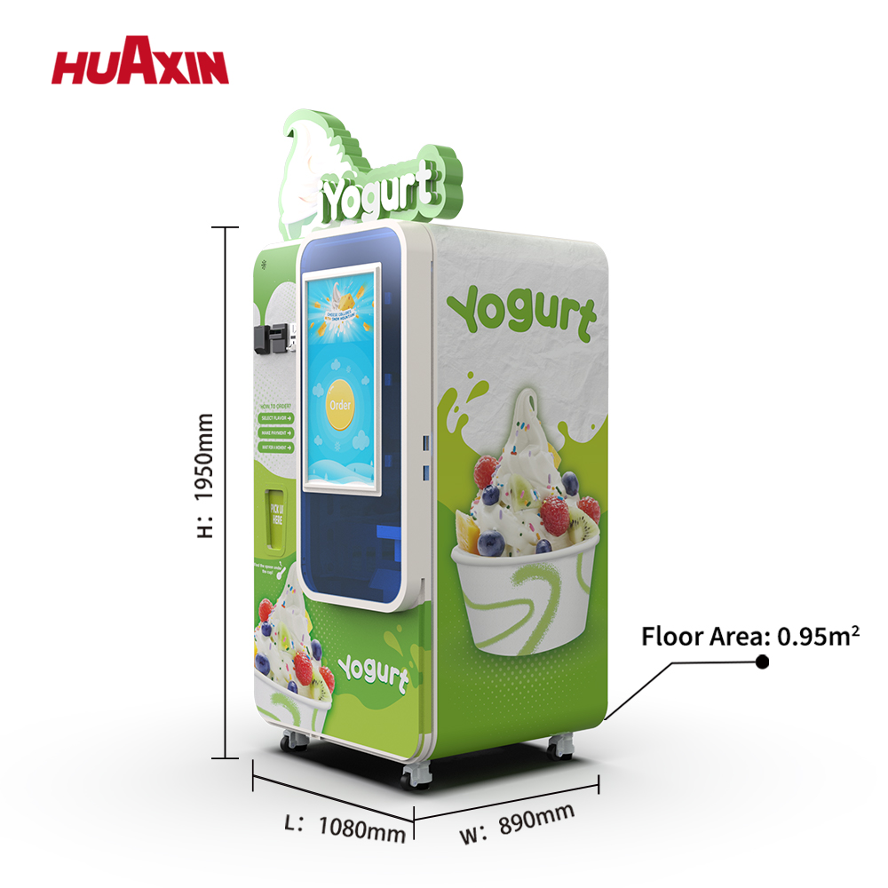 Il distributore automatico di gelati HUAXIN serie B83 offre un 'esperienza di servizio professionale e completamente automatizzata con un design compatto che si adatta praticamente ovunque. Capace di produrre fino a 180 tazze al giorno, questa macchina supporta 59 combinazioni di aromi attraverso confezioni e salse personalizzabili. Le caratteristiche includono un touchscreen interattivo da 32 pollici, un funzionamento ultra-silenzioso, la pulizia con un solo clic e il monitoraggio remoto tramite un 'app intelligente. Ideale per luoghi ad alto traffico come centri commerciali, aeroporti e caffè, massimizza gli acquisti impulsivi riducendo al minimo i costi di manodopera.