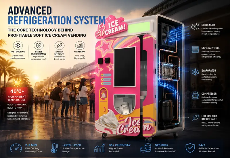 Guida definitiva ai sistemi di refrigerazione nei distributori automatici di gelato morbido