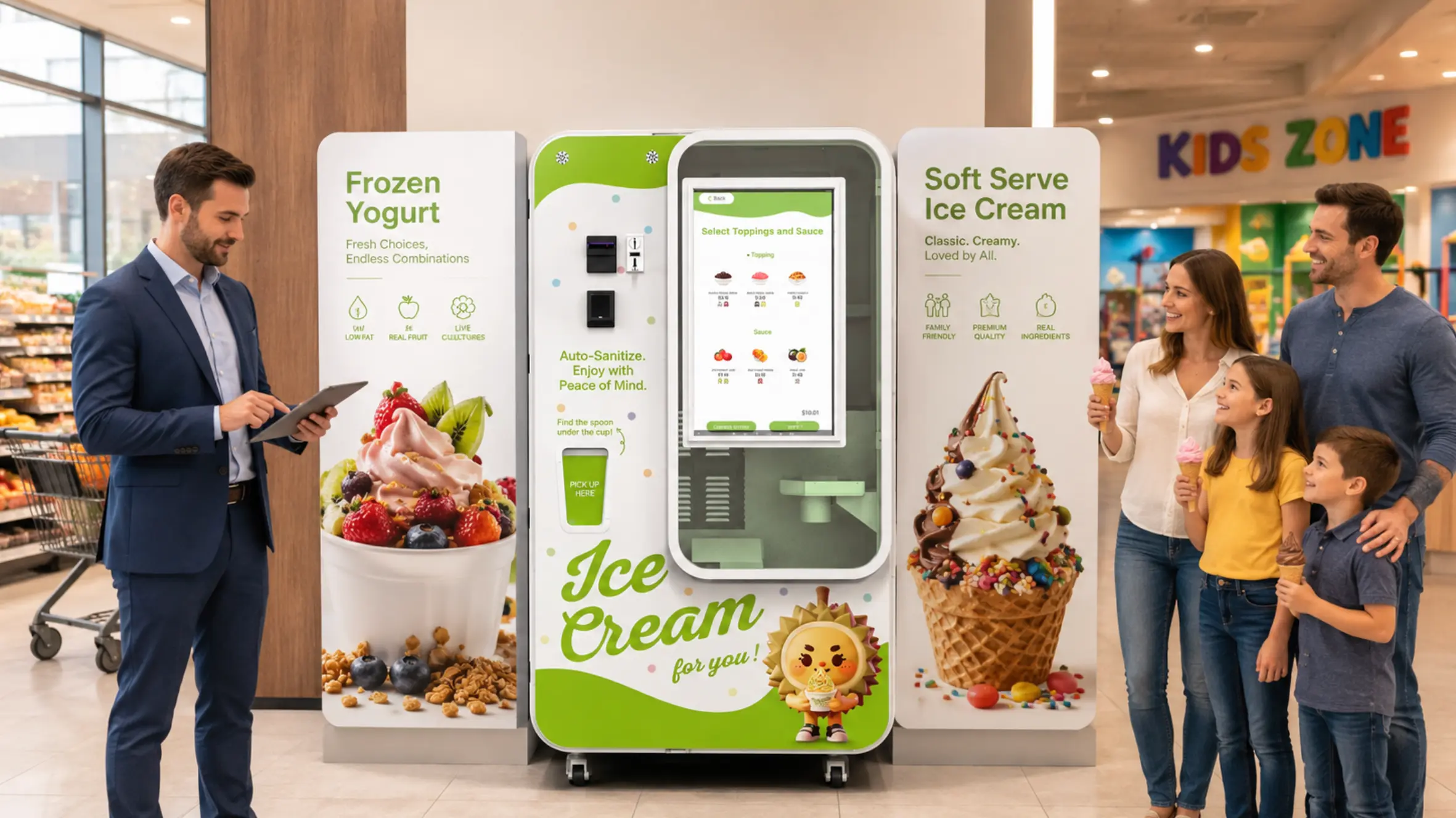 Automated frozen yogurt and soft serve machine comparison for business operators