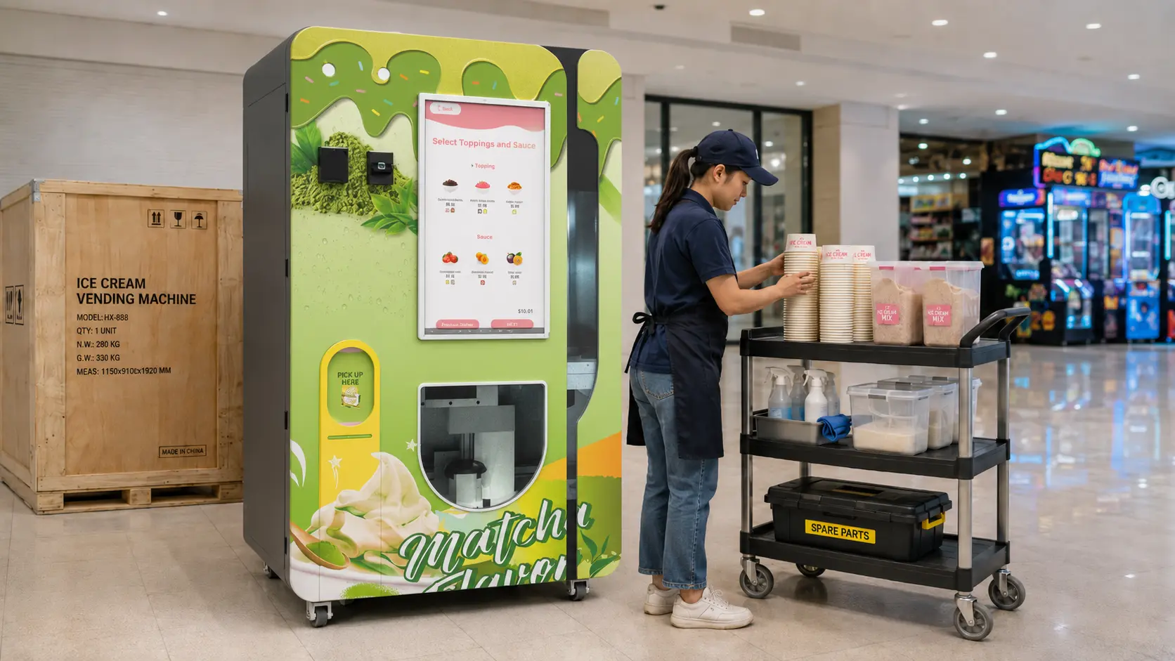 Costo del venditore di gelato: macchina, spedizione, ingredienti e funzionamento