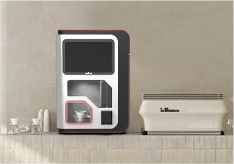 Distributore automatico da banco con ripiano di stoccaggio