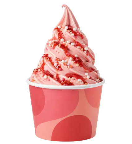 Sorbetto ai frutti di bosco con salsa alla frutta e perle bianche croccanti