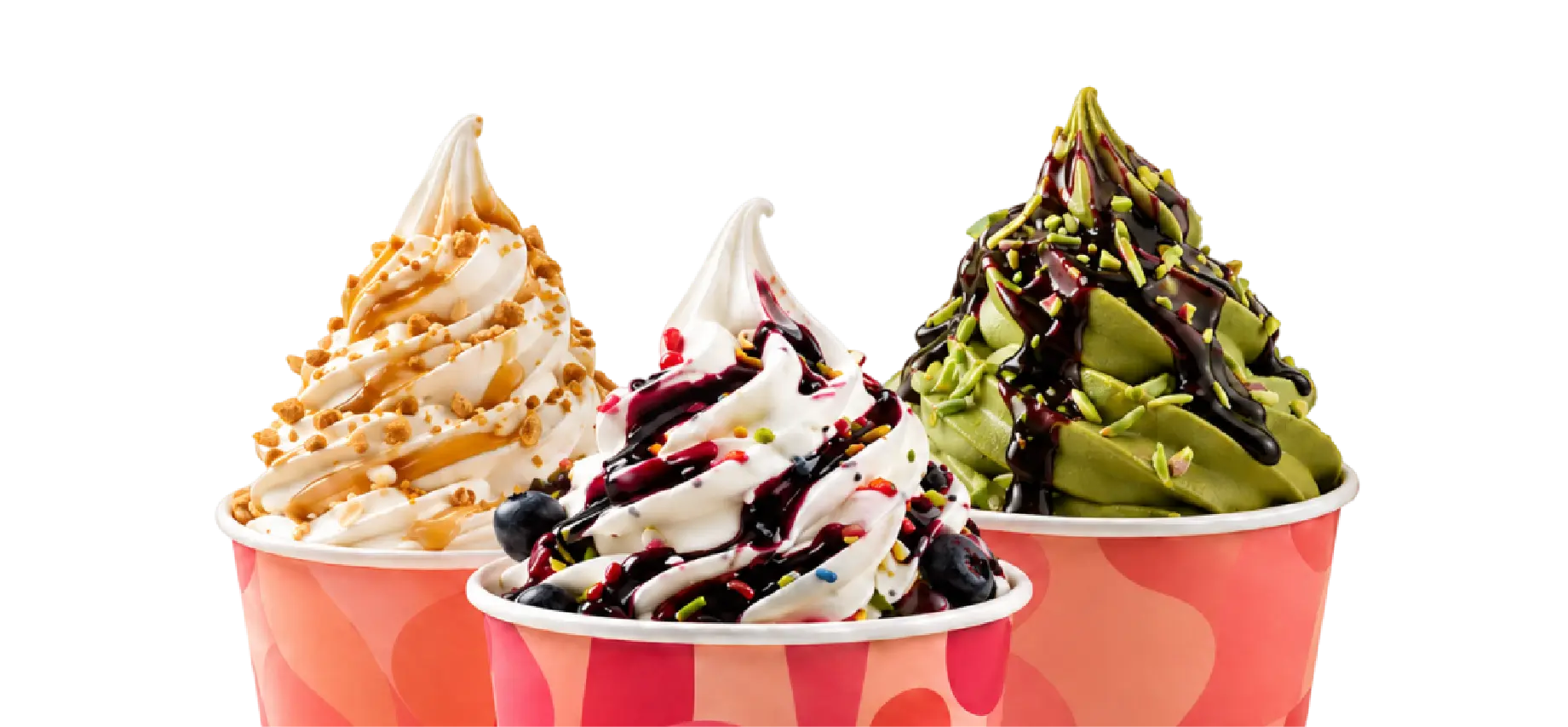 Tre coppette di gelato soft